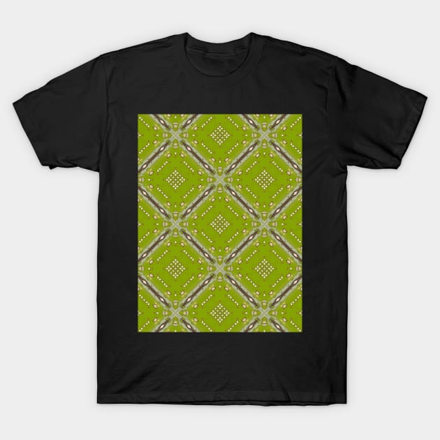 Lime Green Background with Maroon Diamond Pattern - WelshDesignsTP003 T-Shirt by WelshDesigns